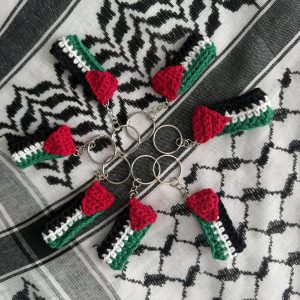 handmade crochet palestine flag keychain