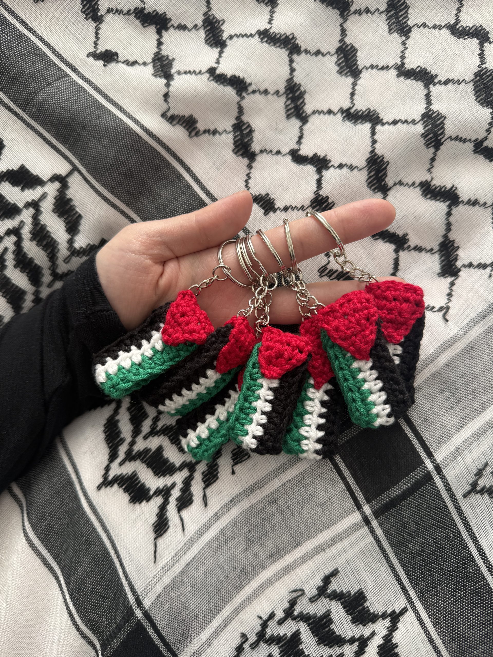 handmade crochet palestine flag keychain - Image 3