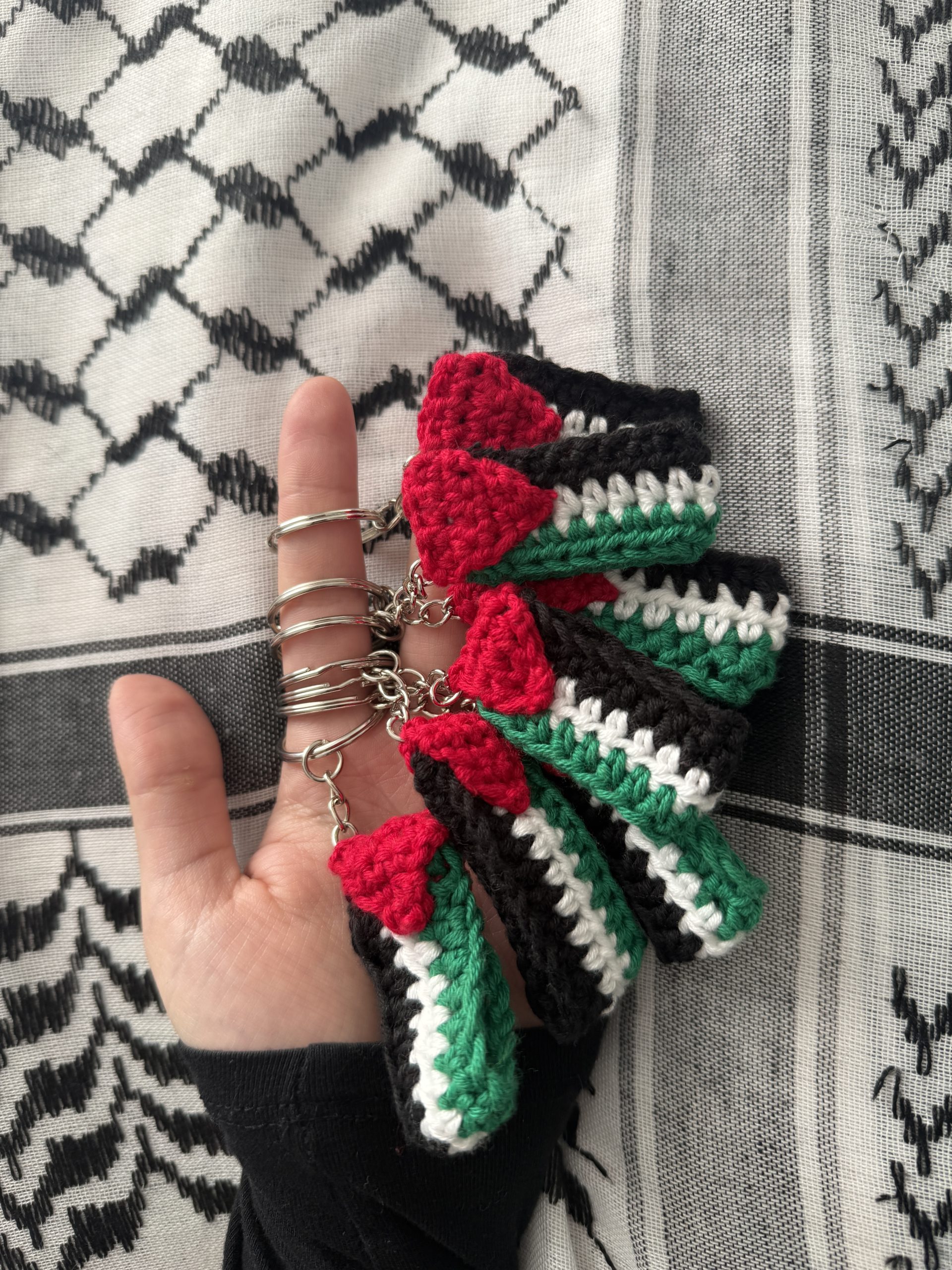 handmade crochet palestine flag keychain - Image 2
