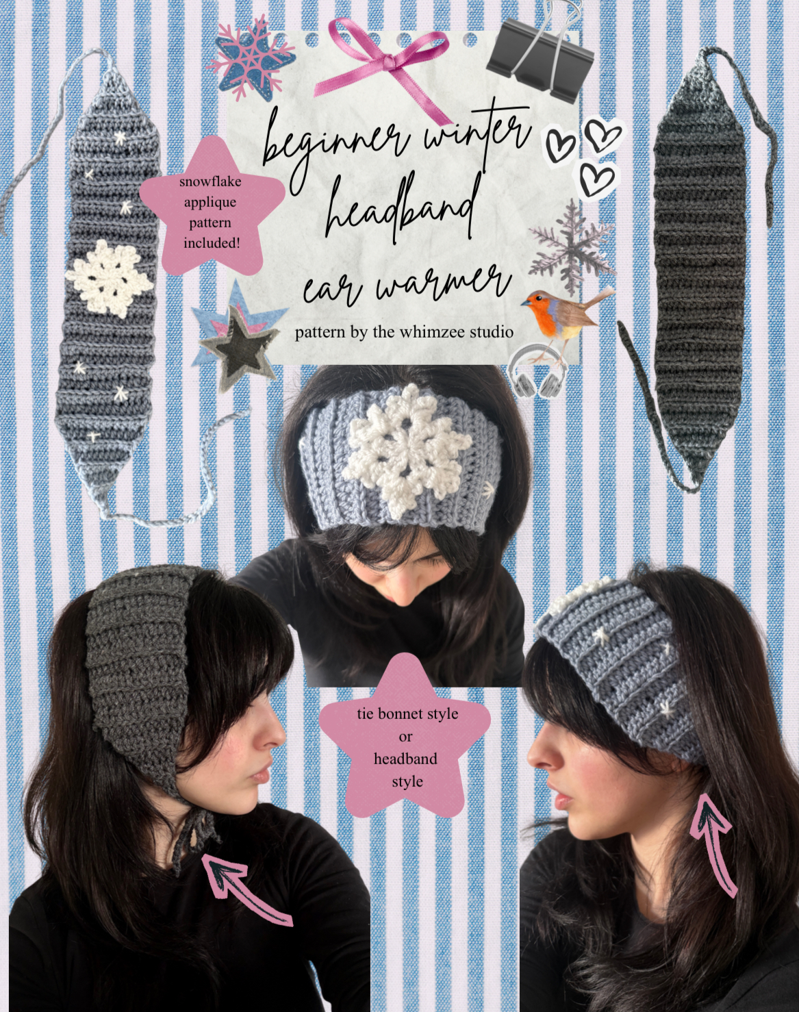 crochet winter headband / ear warmer pattern - Image 2