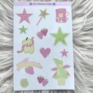 strawberry matcha sticker sheet