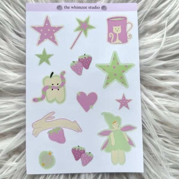 strawberry matcha sticker sheet