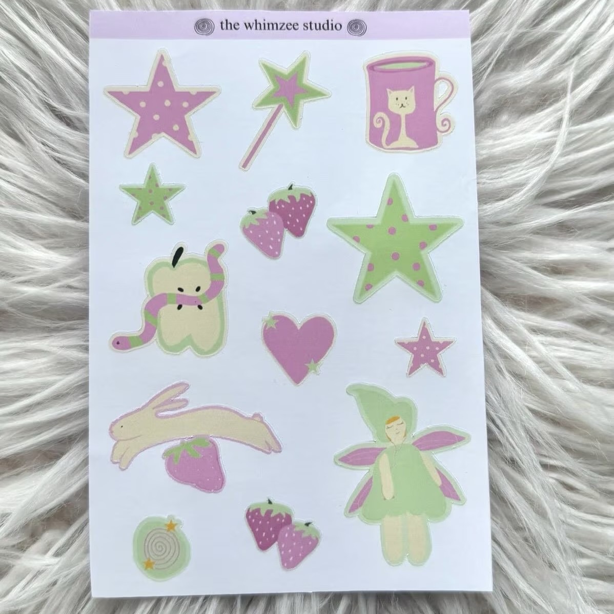 strawberry matcha sticker sheet